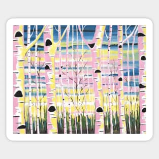 Birch Trees Sunsetbirch trees Sticker